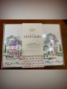 Lenox Spice Village Cork Placemat Set in White, Green & Multicolor